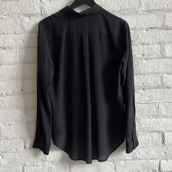 Zara Semi-Sheer Black Silk Button Up Blouse - Picture 2 of 3